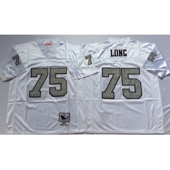 Men Las Vegas Raiders 75 Howie Long White Silver M&N Throwback Jersey Men Las Vegas Raiders 75 Howie Long White Silver M&N Throwback Jersey