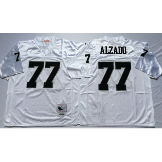 Men Las Vegas Raiders 77 Lyle Alzado White M&N Throwback Jersey Men Las Vegas Raiders 77 Lyle Alzado White M&N Throwback Jersey