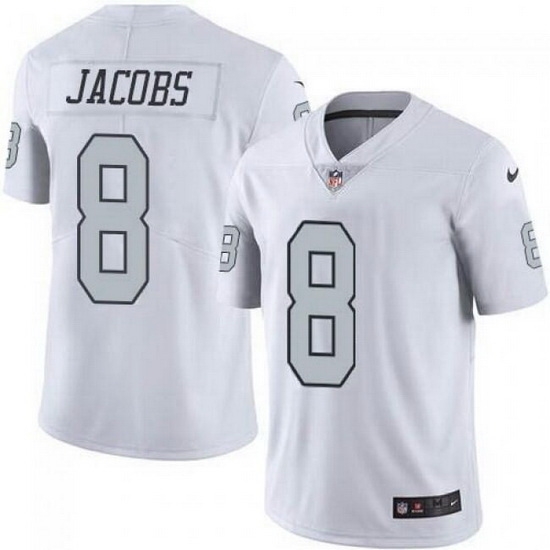 Men Las Vegas Raiders 8 Josh Jacobs White Color Rush Limited Stitched jersey Men Las Vegas Raiders 8 Josh Jacobs White Color Rush Limited Stitched jersey