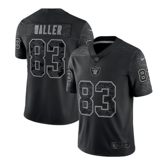Men Las Vegas Raiders 83 Darren Waller Black Reflective Limited Stitched Football Jersey Men Las Vegas Raiders 83 Darren Waller Black Reflective Limited Stitched Football Jersey