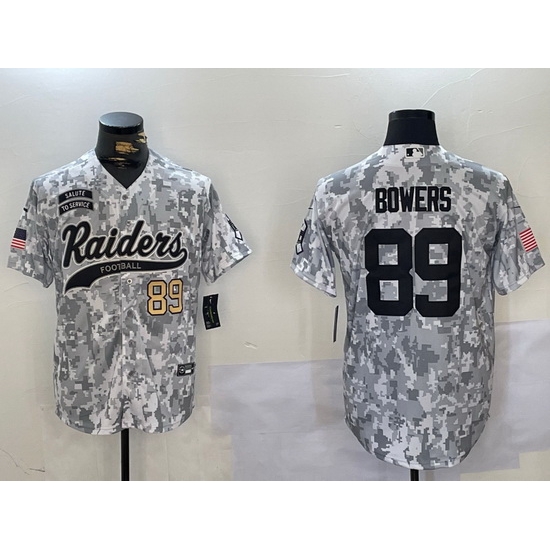 Men Las Vegas Raiders 89 Brock Bowers 2024 Arctic Camo Salute To Service Stitched Baseball Jersey 3 Men Las Vegas Raiders 89 Brock Bowers 2024 Arctic Camo Salute To Service Stitched Baseball Jersey 3