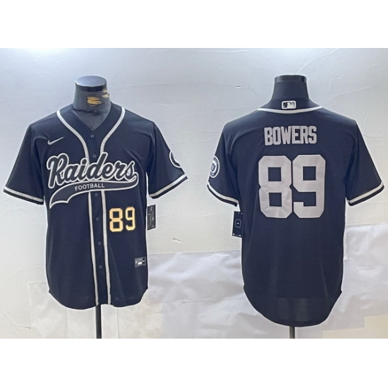 Men Las Vegas Raiders 89 Brock Bowers Black Cool Base Stitched Baseball Jersey 1 Men Las Vegas Raiders 89 Brock Bowers Black Cool Base Stitched Baseball Jersey 1