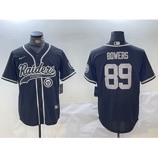 Men Las Vegas Raiders 89 Brock Bowers Black Cool Base Stitched Baseball Jersey 2 Men Las Vegas Raiders 89 Brock Bowers Black Cool Base Stitched Baseball Jersey 2