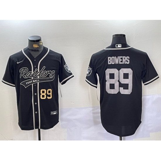 Men Las Vegas Raiders 89 Brock Bowers Black Cool Base Stitched Baseball Jersey 6 Men Las Vegas Raiders 89 Brock Bowers Black Cool Base Stitched Baseball Jersey 6