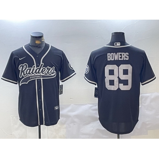 Men Las Vegas Raiders 89 Brock Bowers Black Cool Base Stitched Baseball Jersey Men Las Vegas Raiders 89 Brock Bowers Black Cool Base Stitched Baseball Jersey