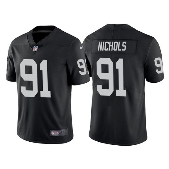 Men Las Vegas Raiders 91 Bilal Nichols Black Vapor Limited Stitched Jersey Men Las Vegas Raiders 91 Bilal Nichols Black Vapor Limited Stitched Jersey