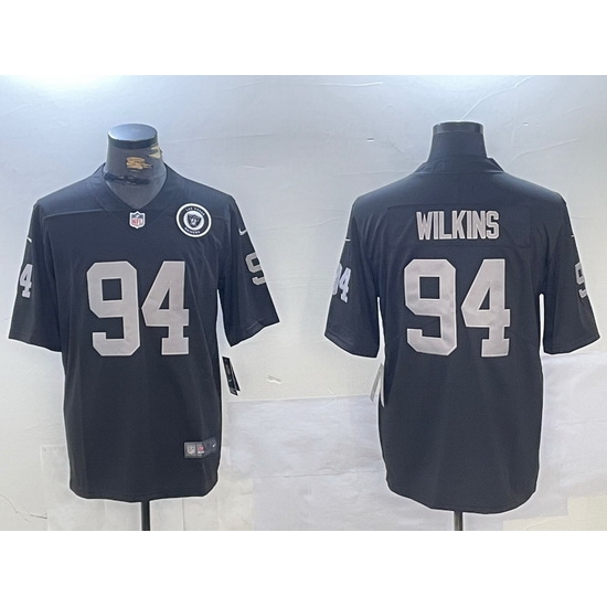 Men Las Vegas Raiders 94 Christian Wilkins Black 65th Anniversary Patch Vapor Stitched Football Jersey 1 Men Las Vegas Raiders 94 Christian Wilkins Black 65th Anniversary Patch Vapor Stitched Football Jersey 1