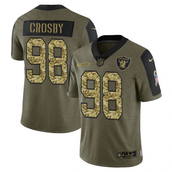Men Las Vegas Raiders 98 Maxx Crosby 2021 Salute To Service Olive Camo Limited Stitched Jersey Men Las Vegas Raiders 98 Maxx Crosby 2021 Salute To Service Olive Camo Limited Stitched Jersey