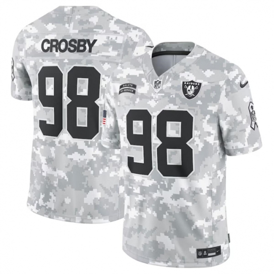 Men Las Vegas Raiders 98 Maxx Crosby 2024 Arctic Camo Salute To Service Limited Stitched Football Jersey Men Las Vegas Raiders 98 Maxx Crosby 2024 Arctic Camo Salute To Service Limited Stitched Football Jersey