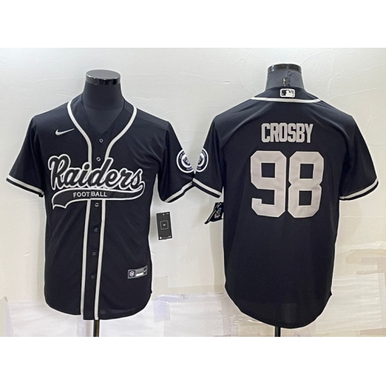 Men Las Vegas Raiders 98 Maxx Crosby Black Cool Base Stitched Baseball Jersey Men Las Vegas Raiders 98 Maxx Crosby Black Cool Base Stitched Baseball Jersey