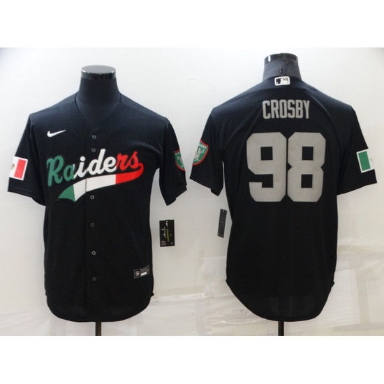Men Las Vegas Raiders 98 Maxx Crosby Black Mexico Stitched Jerse Men Las Vegas Raiders 98 Maxx Crosby Black Mexico Stitched Jerse