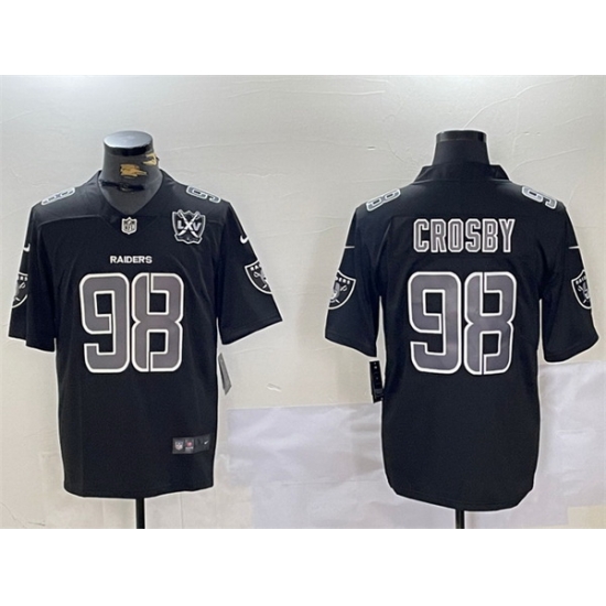 Men Las Vegas Raiders 98 Maxx Crosby Black With 65th Anniversary Patch Vapor Limited Stitched Jersey Men Las Vegas Raiders 98 Maxx Crosby Black With 65th Anniversary Patch Vapor Limited Stitched Jersey