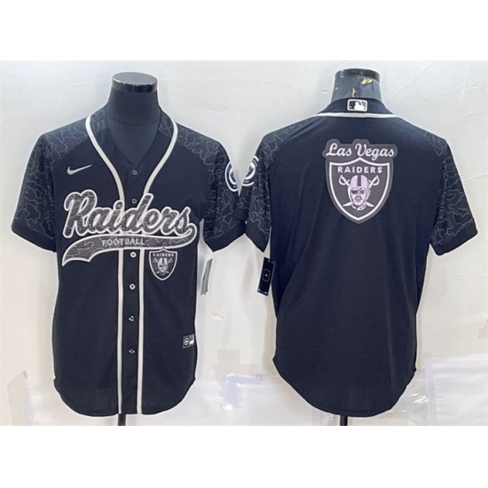 Men Las Vegas Raiders Black Reflective Team Big Logo With Patch Cool Base Stitched Baseball Jersey Men Las Vegas Raiders Black Reflective Team Big Logo With Patch Cool Base Stitched Baseball Jersey