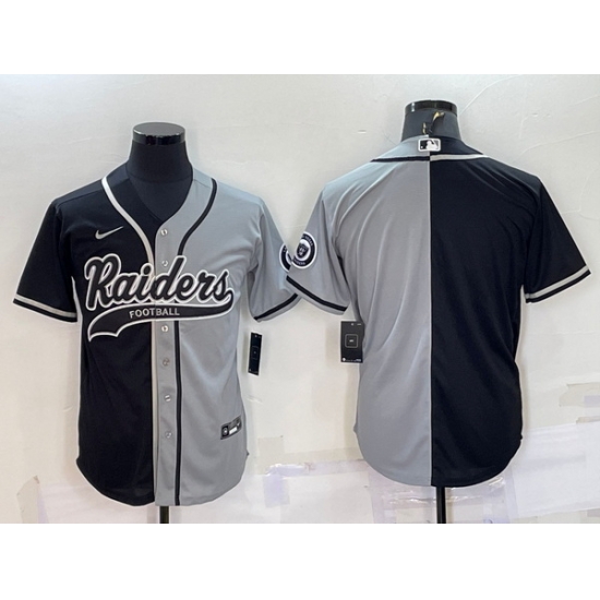 Men Las Vegas Raiders Blank Black Grey Split With Patch Cool Base Stitched Baseball Jersey Men Las Vegas Raiders Blank Black Grey Split With Patch Cool Base Stitched Baseball Jersey