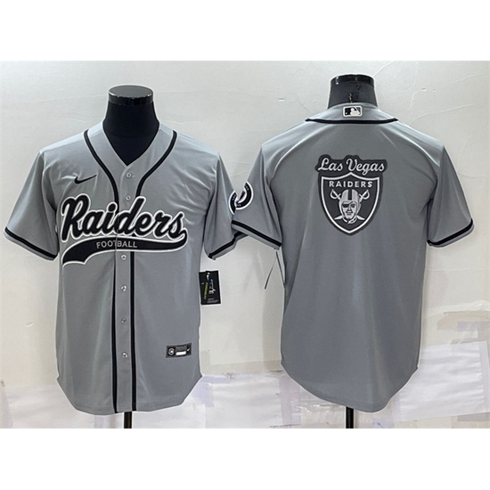 Men Las Vegas Raiders Grey Team Big Logo With Patch Cool Base Stitched Baseb Men Las Vegas Raiders Grey Team Big Logo With Patch Cool Base Stitched Baseb