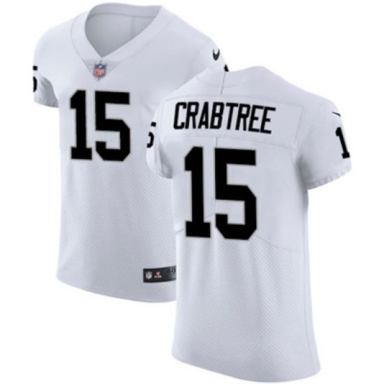 Men Nike Raiders #15 Michael Crabtree White Stitched NFL Vapor Untouchable Elite Jersey Men Nike Raiders #15 Michael Crabtree White Stitched NFL Vapor Untouchable Elite Jersey