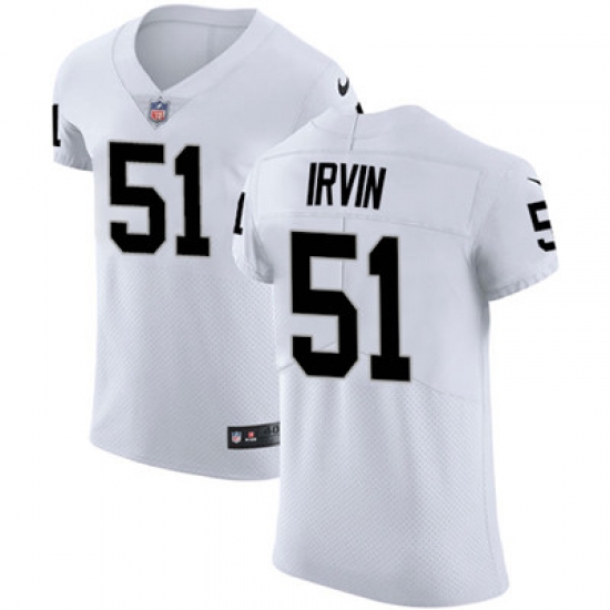 Men Nike Raiders #51 Bruce Irvin White Stitched NFL Vapor Untouchable Elite Jersey Men Nike Raiders #51 Bruce Irvin White Stitched NFL Vapor Untouchable Elite Jersey