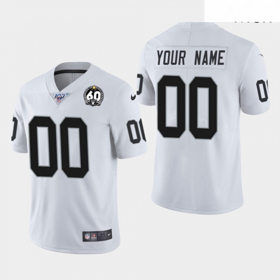 Men Oakland Raiders 00 Custom 60th Anniversary Vapor Limited Jersey White Men Oakland Raiders 00 Custom 60th Anniversary Vapor Limited Jersey White