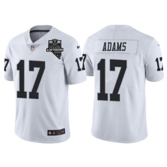 Men's Las Vegas Raiders #17 Davante Adams White With 2020 Inaugural Season Patch Vapor Limited Stitched Jersey Men's Las Vegas Raiders #17 Davante Adams White With 2020 Inaugural Season Patch Vapor Limited Stitched Jersey