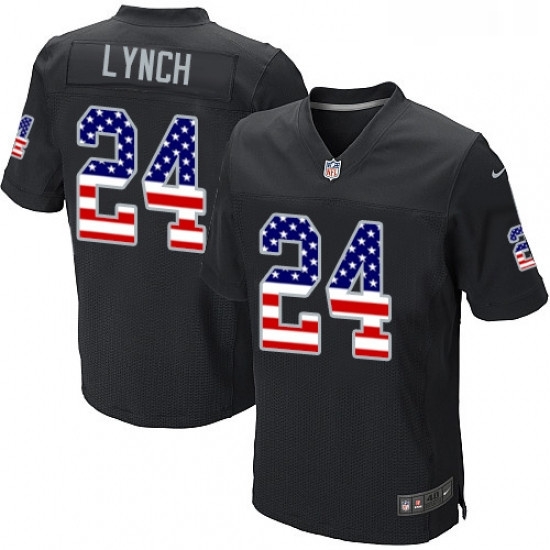Mens Nike Oakland Raiders 24 Marshawn Lynch Elite Black Home USA Flag Fashion NFL Jersey Mens Nike Oakland Raiders 24 Marshawn Lynch Elite Black Home USA Flag Fashion NFL Jersey