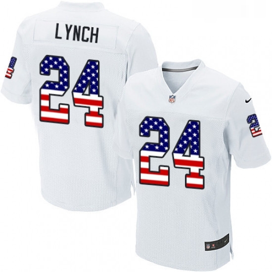 Mens Nike Oakland Raiders 24 Marshawn Lynch Elite White Road USA Flag Fashion NFL Jersey Mens Nike Oakland Raiders 24 Marshawn Lynch Elite White Road USA Flag Fashion NFL Jersey