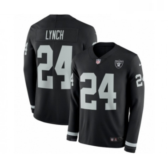 Mens Nike Oakland Raiders 24 Marshawn Lynch Limited Black Therma Long Sleeve NFL Jersey Mens Nike Oakland Raiders 24 Marshawn Lynch Limited Black Therma Long Sleeve NFL Jersey