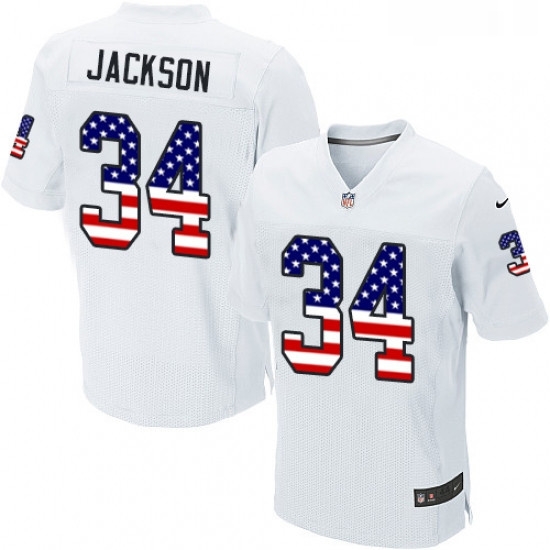Mens Nike Oakland Raiders 34 Bo Jackson Elite White Road USA Flag Fashion NFL Jersey Mens Nike Oakland Raiders 34 Bo Jackson Elite White Road USA Flag Fashion NFL Jersey