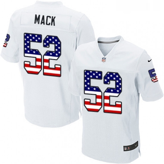 Mens Nike Oakland Raiders 52 Khalil Mack Elite White Road USA Flag Fashion NFL Jersey Mens Nike Oakland Raiders 52 Khalil Mack Elite White Road USA Flag Fashion NFL Jersey