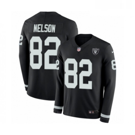 Mens Nike Oakland Raiders 82 Jordy Nelson Limited Black Therma Long Sleeve NFL Jersey Mens Nike Oakland Raiders 82 Jordy Nelson Limited Black Therma Long Sleeve NFL Jersey