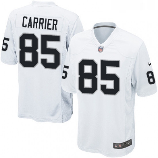 Mens Nike Oakland Raiders 85 Derek Carrier Game White NFL Jersey Mens Nike Oakland Raiders 85 Derek Carrier Game White NFL Jersey