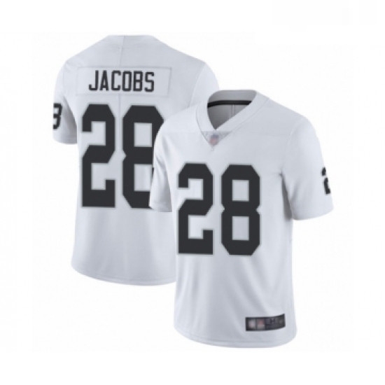 Mens Oakland Raiders 28 Josh Jacobs White Vapor Untouchable Limited Player Football Jersey Mens Oakland Raiders 28 Josh Jacobs White Vapor Untouchable Limited Player Football Jersey