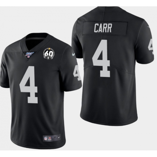 Mens Oakland Raiders 4 Derek Carr 100th and 60th Anniversary Vapor Limited Jersey Black Mens Oakland Raiders 4 Derek Carr 100th and 60th Anniversary Vapor Limited Jersey Black