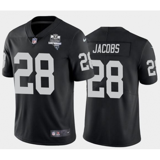 Men's Oakland Raiders Black #28 Josh Jacobs 2020 Inaugural Season Vapor Limited Stitched NFL Jersey Men's Oakland Raiders Black #28 Josh Jacobs 2020 Inaugural Season Vapor Limited Stitched NFL Jersey