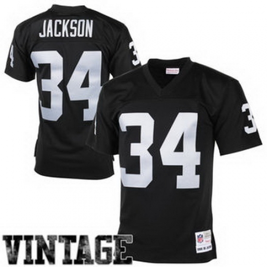 Mens Oakland Raiders Bo Jackson Mitchell 26 Ness Black 1988 Retired Player Vintage Replica Jersey Mens Oakland Raiders Bo Jackson Mitchell 26 Ness Black 1988 Retired Player Vintage Replica Jersey