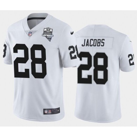Men's Oakland Raiders White #28 Josh Jacobs 2020 Inaugural Season Vapor Limited Stitched NFL Jersey Men's Oakland Raiders White #28 Josh Jacobs 2020 Inaugural Season Vapor Limited Stitched NFL Jersey