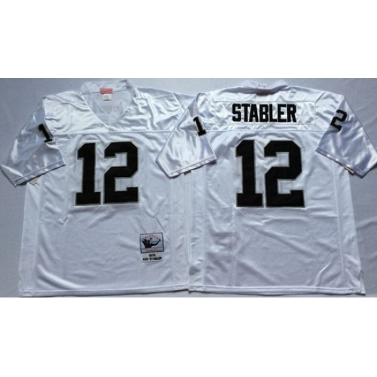 Mitchell And Ness Raiders #12 Ken Stabler White Throwback Stitched NFL Jerseys Mitchell And Ness Raiders #12 Ken Stabler White Throwback Stitched NFL Jerseys