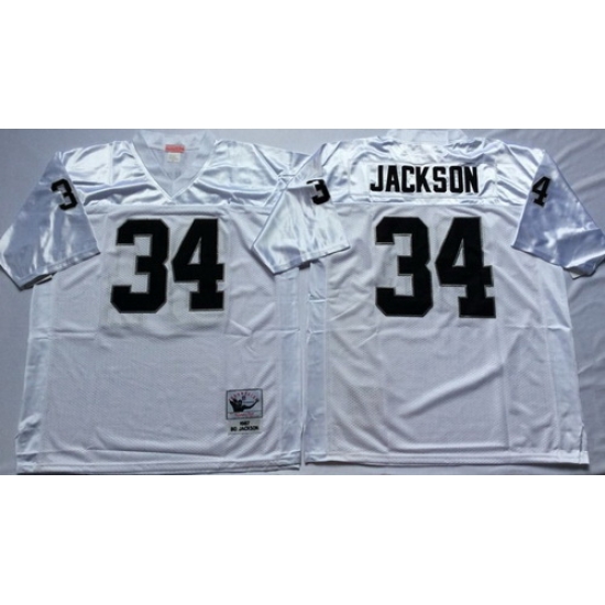 Mitchell And Ness Raiders #34 Bo Jackson White Throwback Stitched NFL Jerseys Mitchell And Ness Raiders #34 Bo Jackson White Throwback Stitched NFL Jerseys
