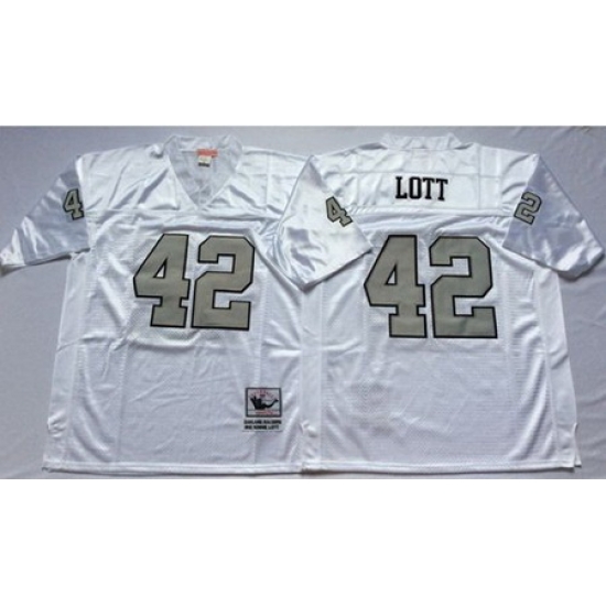 Mitchell&Ness Raiders 42 Ronnie Lott White Silver No Throwback Stitched NFL Jersey Mitchell&Ness Raiders 42 Ronnie Lott White Silver No Throwback Stitched NFL Jersey