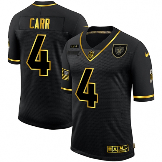 Nike Las Vegas Raiders 4 Derek Carr Black Gold 2020 Salute To Service Limited Jersey Nike Las Vegas Raiders 4 Derek Carr Black Gold 2020 Salute To Service Limited Jersey