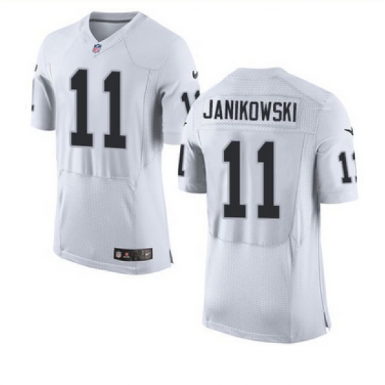 Nike Oakland Raiders #11 Sebastian Janikowski White Men 27s Stitched NFL New Elite Jersey Nike Oakland Raiders #11 Sebastian Janikowski White Men 27s Stitched NFL New Elite Jersey