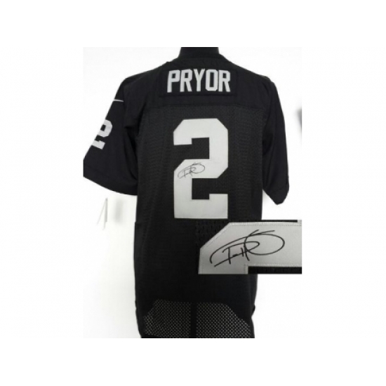 Nike Oakland Raiders 2 Terrelle Pryor Black Elite Signed NFL Jersey