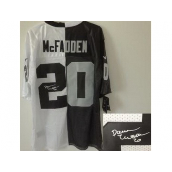Nike Oakland Raiders 20 Darren McFadden White Black Elite Split Signed NFL Jersey Nike Oakland Raiders 20 Darren McFadden White Black Elite Split Signed NFL Jersey