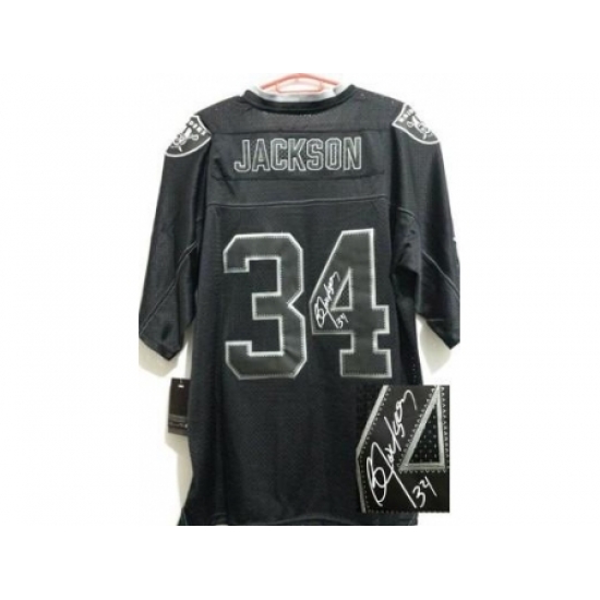 Nike Oakland Raiders 34 Bo.Jackson Black Elite Light Out Signed NFL Jersey Nike Oakland Raiders 34 Bo.Jackson Black Elite Light Out Signed NFL Jersey