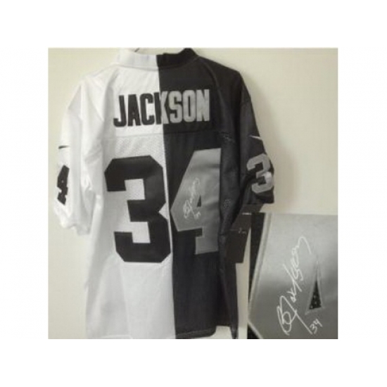 Nike Oakland Raiders 34 Bo.Jackson White Black Elite Split Signed NFL Jersey Nike Oakland Raiders 34 Bo.Jackson White Black Elite Split Signed NFL Jersey
