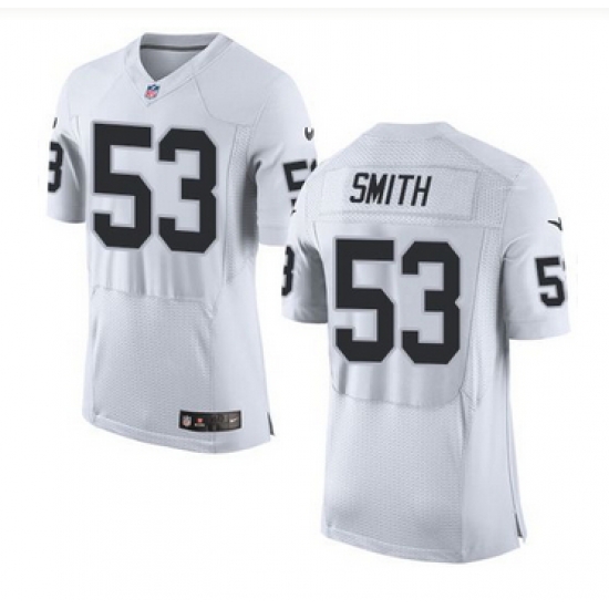 Nike Oakland Raiders #53 Malcolm Smith White Men 27s Stitched NFL New Elite Jersey Nike Oakland Raiders #53 Malcolm Smith White Men 27s Stitched NFL New Elite Jersey