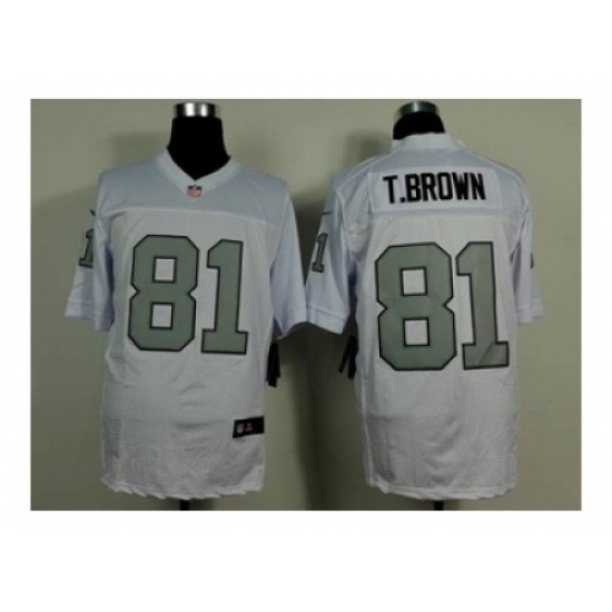 Nike Oakland Raiders 81 Tim Brown white Elite number silver NFL Jersey Nike Oakland Raiders 81 Tim Brown white Elite number silver NFL Jersey