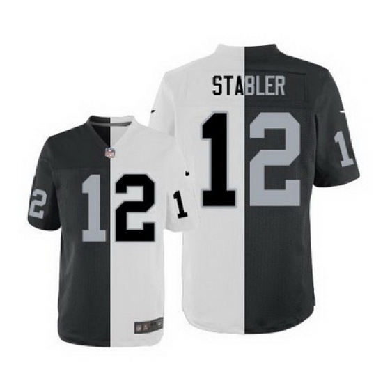 Nike Raiders #12 Kenny Stabler White Black Mens Stitched NFL Elite Split Jersey Nike Raiders #12 Kenny Stabler White Black Mens Stitched NFL Elite Split Jersey
