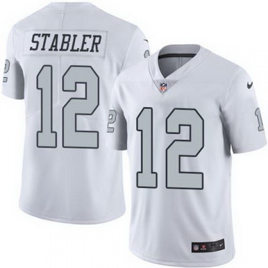 Nike Raiders #12 Kenny Stabler White Mens Stitched NFL Limited Rush Jersey Nike Raiders #12 Kenny Stabler White Mens Stitched NFL Limited Rush Jersey