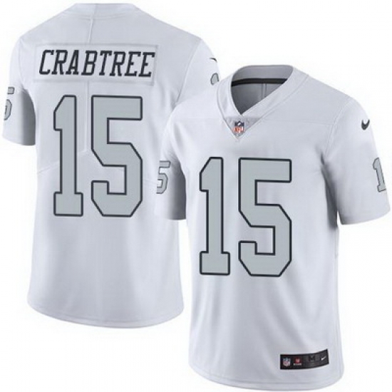 Nike Raiders #15 Michael Crabtree White Mens Stitched NFL Limited Rush Jersey Nike Raiders #15 Michael Crabtree White Mens Stitched NFL Limited Rush Jersey
