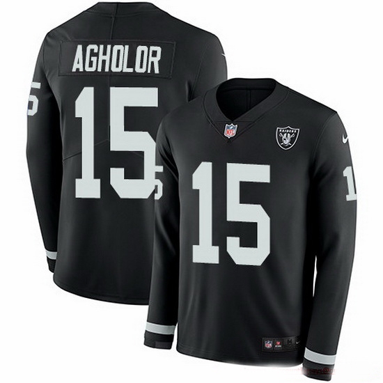Nike Raiders 15 Nelson Agholor Black Team Color Men Stitched NFL Limited Therma Long Sleeve Jersey Nike Raiders 15 Nelson Agholor Black Team Color Men Stitched NFL Limited Therma Long Sleeve Jersey